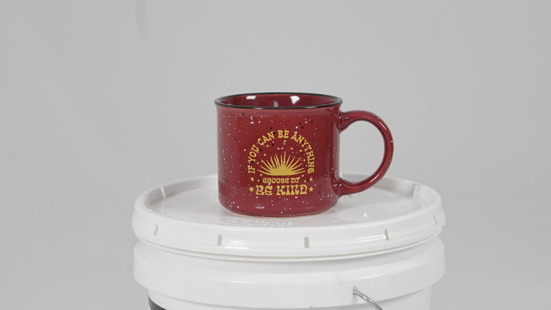 BE KIND CAMPING MUG IN RED