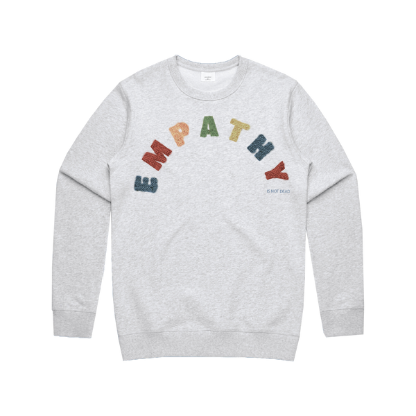 EMPATHY IS NOT DEAD CHENILLE CREW IN HEATHER GREY