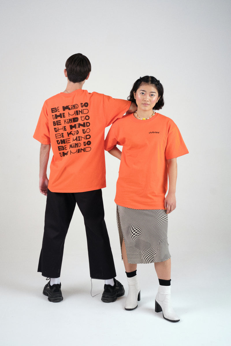 BE KIND TO THE MIND TEE IN ORANGE